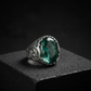 RARE PRINCE by CARAT SUTRA | Unique Designed Turkish Style Ring with Natural Zambian Emerald | 925 Sterling Silver Oxidized Ring | With Certificate of Authenticity and 925 Hallmark