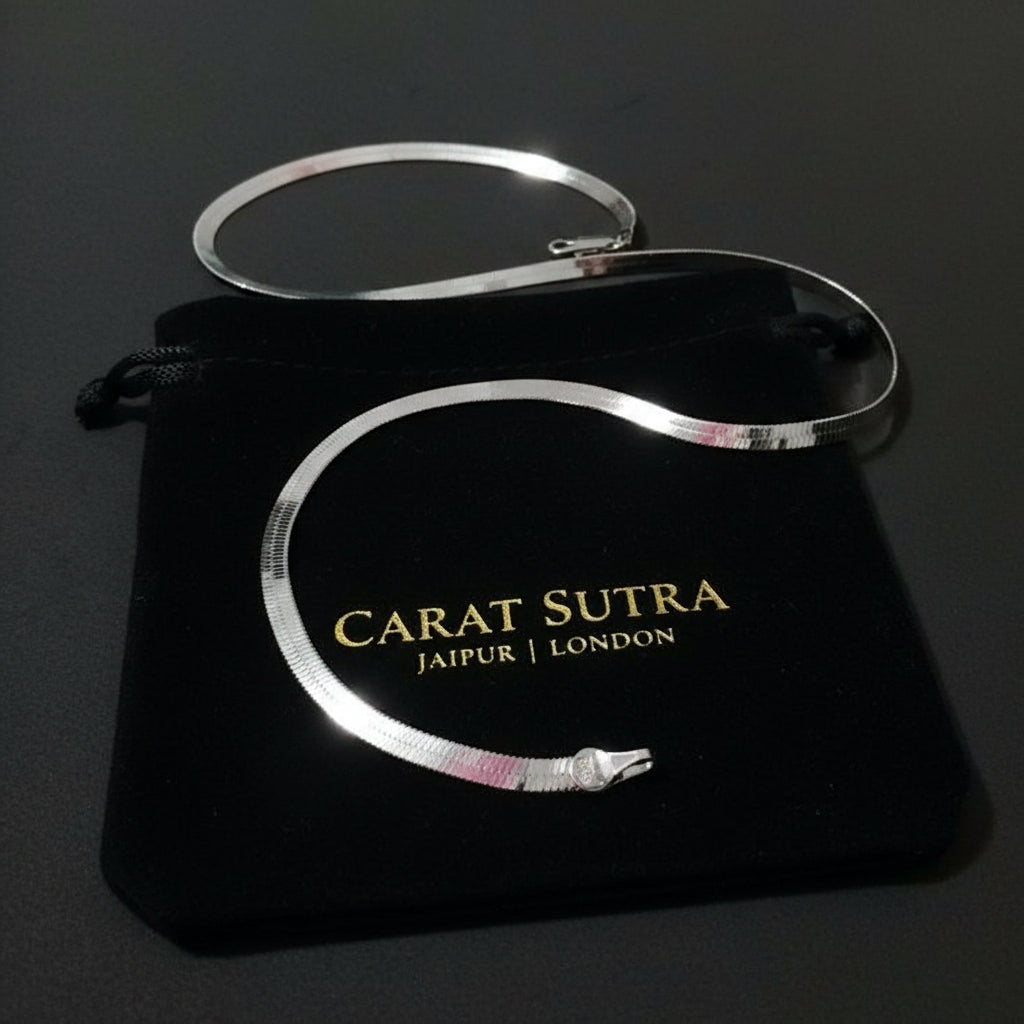 Minimalist Flat 5mm Snake Chain | 925 Sterling Silver Chain | With Certificate of Authenticity and 925 Hallmark - caratsutra
