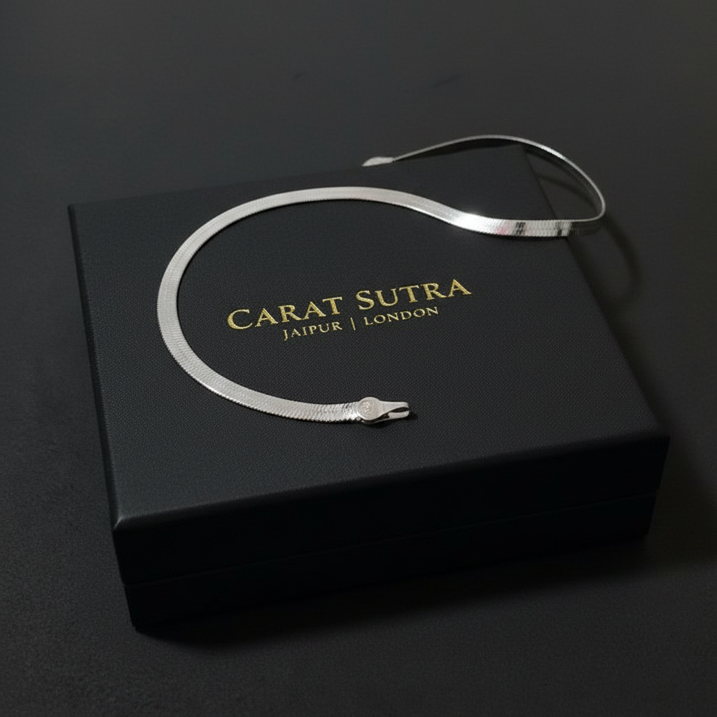 Minimalist Flat 5mm Snake Chain | 925 Sterling Silver Chain | With Certificate of Authenticity and 925 Hallmark - caratsutra