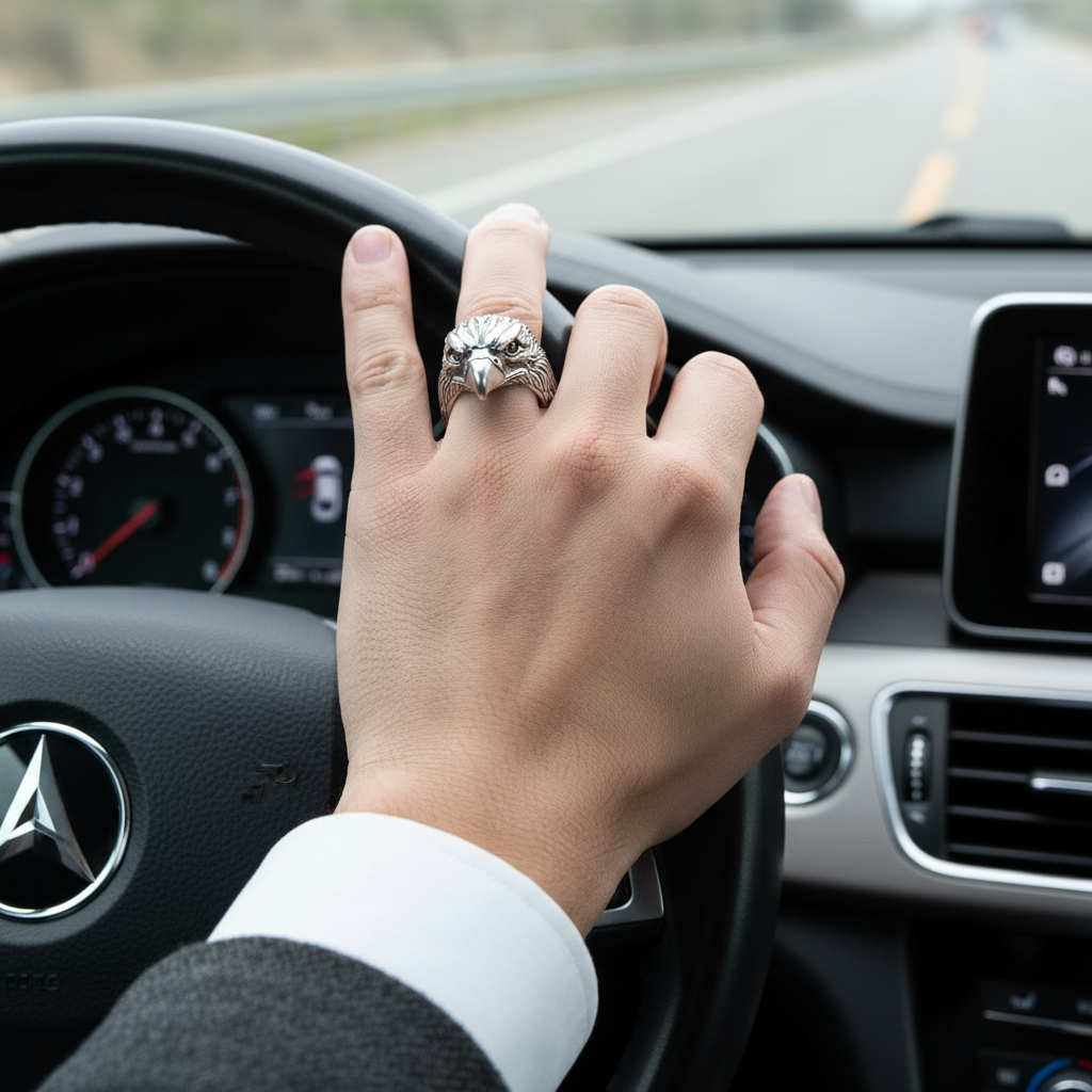 RARE PRINCE by CARAT SUTRA | Unique Designed Eagle Ring | 925 Sterling Silver Oxidized Ring | Men's Jewelry | With Certificate of Authenticity and 925 Hallmark - caratsutra