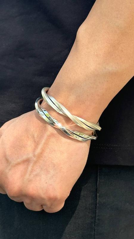 Twisted Rope Bangle| Adjustable Modern Style Bangle/kadaa/Handcuff | 925 Sterling Silver - caratsutra
