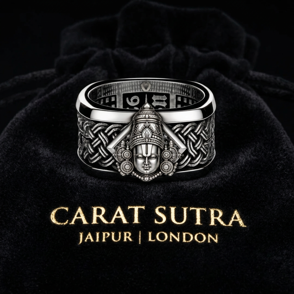 Solid 3D Balaji Face Band Ring | 925 Sterling Silver Oxidized Ring with Hallmark - caratsutra