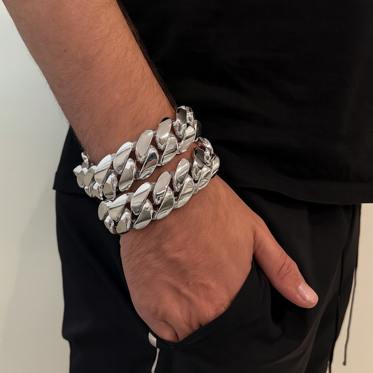 25mm Wide Solid Miami Cuban Link Bracelet | 925 Sterling Silver Chain | Men's Jewelry | With Certificate of Authenticity and 925 Hallmark