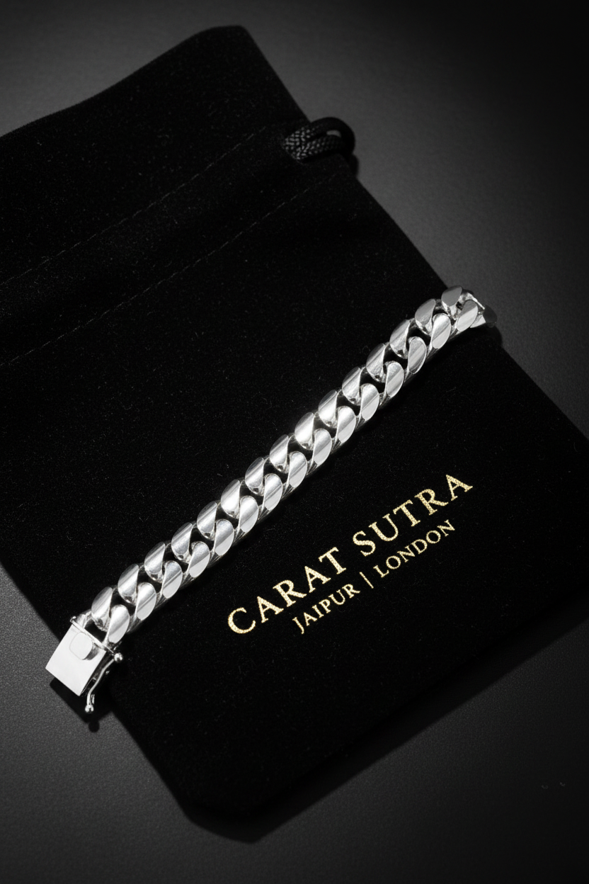 18mm Wide Solid Miami Cuban Link Bracelet | 925 Sterling Silver Chain | Men's Jewelry | With Certificate of Authenticity and 925 Hallmark - caratsutra