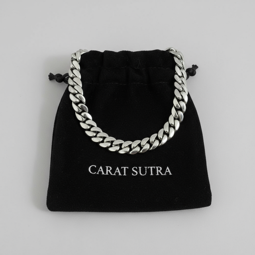 RARE PRINCE by CARAT SUTRA | 16mm Wide Solid Miami Cuban Link Chain | 925 Sterling Silver Chain | Men's Jewelry | With Certificate of Authenticity and 925 Hallmark - caratsutra