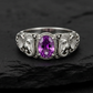 Antique Designed Elephant Band Ring studded with 6ct Natural Amethyst Stone | 925 Sterling Silver Oxidized Ring