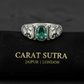 Antique Designed Elephant Band Ring studded with 5ct Natural Zambian Emerald Stone | 925 Sterling Silver Oxidized Ring