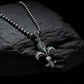 RARE PRINCE by CARAT SUTRA | Unique Designed Fleur-De-Lis Symbol Pendant Studded with Green & Black Zircons for Men | 925 Sterling Silver Oxidized Pendant | Men's Jewelry | With Certificate of Authenticity and 925 Hallmark - caratsutra