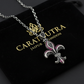 RARE PRINCE by CARAT SUTRA | Unique Designed Fleur-De-Lis Symbol Pendant Studded with Pink & Black Zircons for Men | 925 Sterling Silver Oxidized Pendant | Men's Jewelry | With Certificate of Authenticity and 925 Hallmark - caratsutra