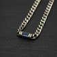 RARE PRINCE by CARAT SUTRA | Minimalist Solid 5mm Cuban Link Chain studded with Blue Zircon Stone  | 925 Sterling Silver Chain | Men's Jewelry | With Certificate of Authenticity and 925 Hallmark