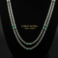 RARE PRINCE by CARAT SUTRA | Minimalist Solid 4mm Cuban Link Chain studded with Green Zircon Stone  | 925 Sterling Silver Chain | Men's Jewelry | With Certificate of Authenticity and 925 Hallmark