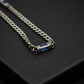 RARE PRINCE by CARAT SUTRA | Minimalist Solid 5mm Cuban Link Chain studded with Blue Zircon Stone  | 925 Sterling Silver Chain | Men's Jewelry | With Certificate of Authenticity and 925 Hallmark