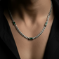 RARE PRINCE by CARAT SUTRA | Minimalist Solid 4mm Cuban Link Chain studded with Green Zircon Stone  | 925 Sterling Silver Chain | Men's Jewelry | With Certificate of Authenticity and 925 Hallmark