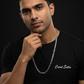 RARE PRINCE by CARAT SUTRA | Minimalist Solid 5mm Cuban Link Chain studded with Blue Zircon Stone  | 925 Sterling Silver Chain | Men's Jewelry | With Certificate of Authenticity and 925 Hallmark