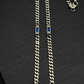 RARE PRINCE by CARAT SUTRA | Minimalist Solid 5mm Cuban Link Chain studded with Blue Zircon Stone  | 925 Sterling Silver Chain | Men's Jewelry | With Certificate of Authenticity and 925 Hallmark