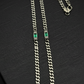 RARE PRINCE by CARAT SUTRA | Minimalist Solid 4mm Cuban Link Chain studded with Green Zircon Stone  | 925 Sterling Silver Chain | Men's Jewelry | With Certificate of Authenticity and 925 Hallmark
