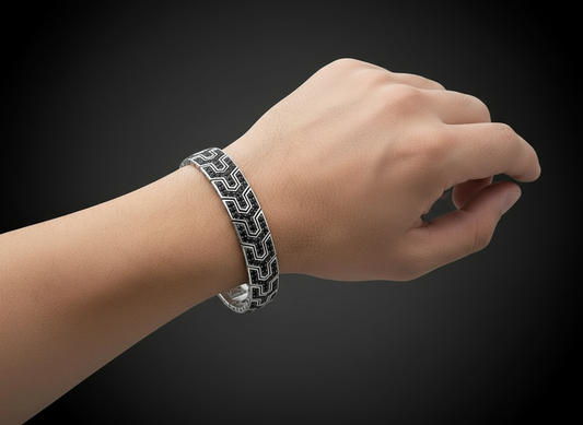 RARE PRINCE by CARAT SUTRA | Classy Black Zircon Bracelet for Men | 925 Silver Bracelet | Men's Jewelry | With Certificate of Authenticity and 925 Hallmark