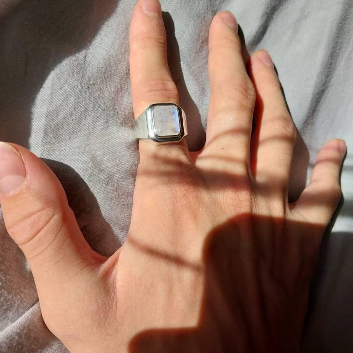 RARE PRINCE by CARAT SUTRA | Classic Style Ring with Natural Moonstone | 925 Sterling Silver | With Certificate of Authenticity and 925 Hallmark