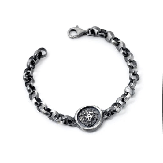 RARE PRINCE by CARAT SUTRA | Unique Oxidized Lion Head Bracelet for Men | 925 Sterling Silver Bracelet | Men's Jewelry | With Certificate of Authenticity and 925 Hallmark