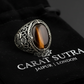 RARE PRINCE by CARAT SUTRA | Unique Designed Turkish Style Ring with Natural Tiger Eye  | 925 Sterling Silver Oxidized Ring | Men's Jewelry | With Certificate of Authenticity and 925 Hallmark