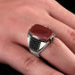 RARE PRINCE by CARAT SUTRA | Unique Turkish Style Ring with Natural Red Agate | 925 Sterling Silver Oxidized Ring | Men's Jewelry | With Certificate of Authenticity and 925 Hallmark