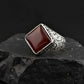 RARE PRINCE by CARAT SUTRA | Unique Turkish Style Ring with Natural Red Agate  | 925 Sterling Silver Oxidized Ring | Men's Jewelry | With Certificate of Authenticity and 925 Hallmark