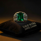 RARE PRINCE by CARAT SUTRA | Unique Turkish Style Ring with Natural Green Onyx | 925 Sterling Silver Oxidized Ring | Men's Jewelry | With Certificate of Authenticity and 925 Hallmark