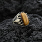 RARE PRINCE by CARAT SUTRA | Unique Designed Turkish Style Ring with Natural Tiger Eye  | 925 Sterling Silver Oxidized Ring | Men's Jewelry | With Certificate of Authenticity and 925 Hallmark