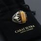 RARE PRINCE by CARAT SUTRA | Unique Designed Turkish Style Ring with Natural Tiger Eye  | 925 Sterling Silver Oxidized Ring | Men's Jewelry | With Certificate of Authenticity and 925 Hallmark