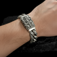16mm wide Solid. 925 sterling silver bracelet with Snake Textured and Dagger oxidized Cuban design | Sterling Silver Bracelet | With Certificate of Authenticity and 925 Hallmark