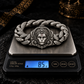 18mm wide, Matt Finish, Solid. 925 sterling silver bracelet with Hanuman Face, oxidized Cuban design | Sterling Silver Bracelet