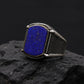 RARE PRINCE by CARAT SUTRA | Unique Turkish Style Ring with Natural Blue Lapis Lazuli | 925 Sterling Silver Oxidized Ring | Men's Jewelry | With Certificate of Authenticity and 925 Hallmark