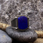 RARE PRINCE by CARAT SUTRA | Unique Turkish Style Ring with Natural Blue Lapis Lazuli | 925 Sterling Silver Oxidized Ring | Men's Jewelry | With Certificate of Authenticity and 925 Hallmark