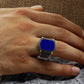RARE PRINCE by CARAT SUTRA | Unique Turkish Style Ring with Natural Blue Lapis Lazuli | 925 Sterling Silver Oxidized Ring | Men's Jewelry | With Certificate of Authenticity and 925 Hallmark
