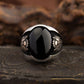 RARE PRINCE by CARAT SUTRA | Unique Turkish Style Ring with Natural Black Onyx | Black Rhodium & Gold Plated 925 Sterling Silver Ring | Men's Jewelry | With Certificate of Authenticity and 925 Hallmark