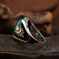 RARE PRINCE by CARAT SUTRA | Unique Designed Turkish Style Ring with Green Onyx  | 925 Sterling Silver Gold Plated Ring | Men's Jewelry | With Certificate of Authenticity and 925 Hallmark