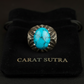 RARE PRINCE by CARAT SUTRA | Unique Designed Turkish Style Ring with Natural Irani Turquoise (Firoza) | 925 Sterling Silver Oxidized Ring | Men's Jewelry | With Certificate of Authenticity and 925 Hallmark