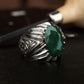 RARE PRINCE by CARAT SUTRA | Unique Designed Turkish Style Ring with Emerald | 925 Sterling Silver Oxidized Ring | Men's Jewelry | With Certificate of Authenticity and 925 Hallmark