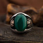RARE PRINCE by CARAT SUTRA | Unique Designed Turkish Style Ring with Green Onyx  | 925 Sterling Silver Gold Plated Ring | Men's Jewelry | With Certificate of Authenticity and 925 Hallmark
