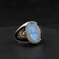 RARE PRINCE by CARAT SUTRA | Unique Designed Turkish Style Ring with Natural Rainbow Moonstone  | 925 Sterling Silver Ring | With Certificate of Authenticity and 925 Hallmark