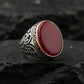 RARE PRINCE by CARAT SUTRA | Unique Turkish Style Ring with Natural Red Agate | 925 Sterling Silver Oxidized Ring | Men's Jewelry | With Certificate of Authenticity and 925 Hallmark