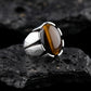 RARE PRINCE by CARAT SUTRA | Unique Designed Turkish Style Ring with Natural Tiger Eye  | 925 Sterling Silver Oxidized Ring | Men's Jewelry | With Certificate of Authenticity and 925 Hallmark