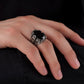 Unique Turkish Style Ring with Natural Black Onyx | Black Rhodium & Gold Plated 925 Sterling Silver Ring | Men's Jewelry | With Certificate of Authenticity and 925 Hallmark