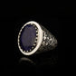 RARE PRINCE by CARAT SUTRA | Unique Designed Turkish Style Ring with S Sapphire, 925 Sterling Silver Oxidized Ring | Men's Jewelry | With Certificate of Authenticity and 925 Hallmark