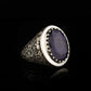 RARE PRINCE by CARAT SUTRA | Unique Designed Turkish Style Ring with S Sapphire, 925 Sterling Silver Oxidized Ring | Men's Jewelry | With Certificate of Authenticity and 925 Hallmark
