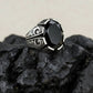Unique Turkish Style Ring with Natural Black Onyx | Black Rhodium & Gold Plated 925 Sterling Silver Ring | Men's Jewelry | With Certificate of Authenticity and 925 Hallmark