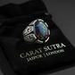 Unique Designed Turkish Style Ring with 12ct Natural Fire Black Opal | 925 Sterling Silver Oxidized Ring | With Certificate of Authenticity and 925 Hallmark
