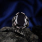Unique Turkish Style Ring with Natural Black Onyx | Black Rhodium & Gold Plated 925 Sterling Silver Ring | Men's Jewelry | With Certificate of Authenticity and 925 Hallmark