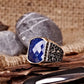 RARE PRINCE by CARAT SUTRA | Unique Turkish Style Ring with Natural Blue Lapis Lazuli | 925 Sterling Silver Oxidized Ring | Men's Jewelry | With Certificate of Authenticity and 925 Hallmark