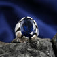 RARE PRINCE by CARAT SUTRA | Unique Turkish Style Ring with S Blue Sapphire, Oxidized Sterling Silver 925 Ring | Jewellery for Men| With Certificate of Authenticity and 925 Hallmark